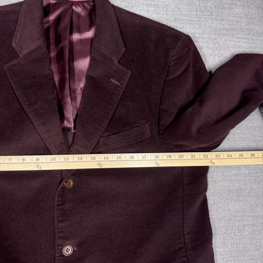 Magee Mens Burgundy Soft Brushed Cotton 3 Button Blazer Jacket 44R Plum Velvet